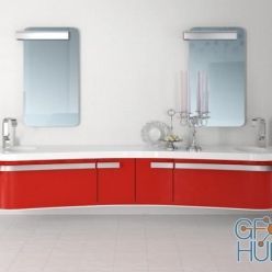 3D model Red pedestal with a mirror
