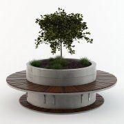 3D model Circular bench and tree