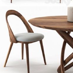 3D model NORHOR Bergen round table and Walnut chair