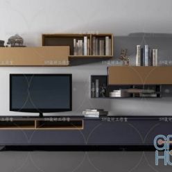 3D model Tv Stand with shelves 91