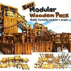 3D model Cubebrush – Easy Modular Wooden Pack