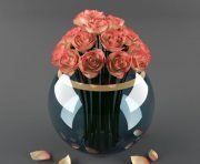 3D model Bouquet of roses in a glass vase