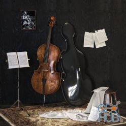 3D model Classic music set with cello