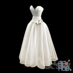 3D model Wedding dress with corset