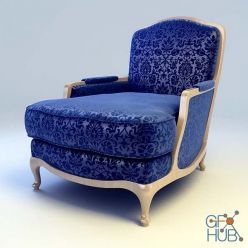 3D model Classic armchair with blue upholstery