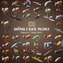 3D model Blender Market – 100 Animals Base Meshes