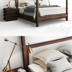 3D model Restoration Hardware STACKED Bed and Nightstand