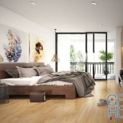 3D model Modern Bedroom Interior Scene 22