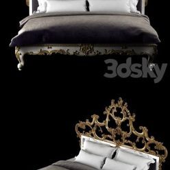 3D model Venetian king gold decorated bed