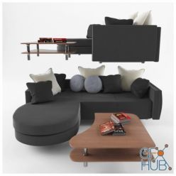 3D model Corner sofa with coffee table