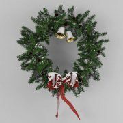 3D model Christmas wreath with bells