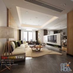 3D model Living room space 001