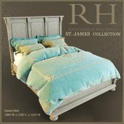 3D model Queen bed St.James by Restoration Hardware