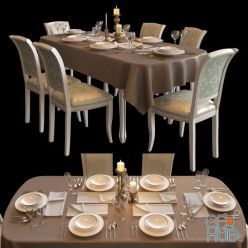 3D model Serving table and chairs