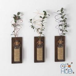 3D model Wall decor, bottles and plants