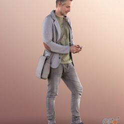 3D model Standing man with mobile phone (3D Scan)