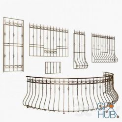 3D model Balcony fencing and window grilles