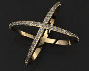 3D model Gold X-shaped ring