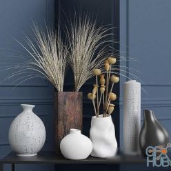 3D model Vases and dried flowers