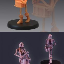 3D model Skeleton Musician Drums