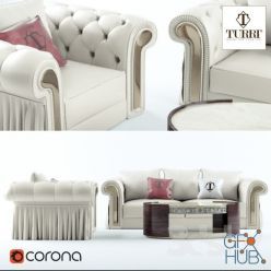 3D model Sofa, chair, coffee table Turri Couture