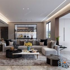 3D model Modern Style Living Room 2020 A066 (Corona)