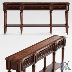 3D model Hooker Furniture Living Room Grandover Three Drawer Console Table