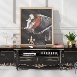 3D model Classic cupboard and a picture with a horse 61