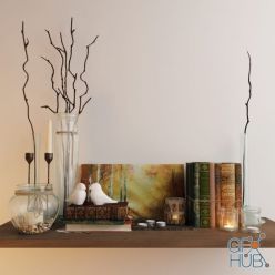 3D model Decorative set with branches, books and birds
