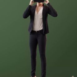3D model Young Woman using VR Headset Scanned