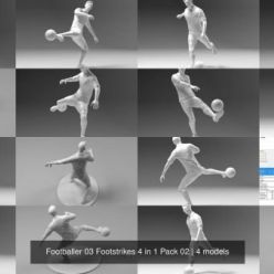 3D model CGTrader – Footballer 03 Footstrikes 4 in 1 Pack 02 3D Model Collection