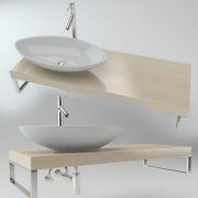 3D model Washbasin on the wooden plate