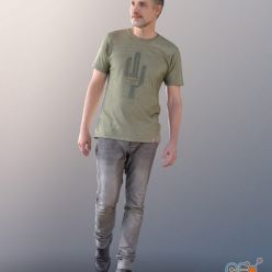 3D model Will walking man in t-shirt and jeans