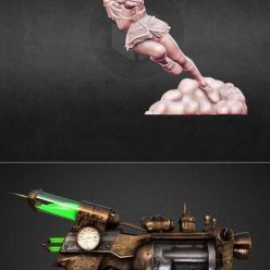 3D model Revolutionary Girl Utena and Pistola Steampunk ii Gun and Retro Futuristic Car – 3D Print