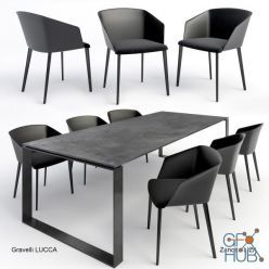 3D model Gravelli table + Zanotta chair furniture set