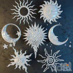 3D model Decorative set sun and moon