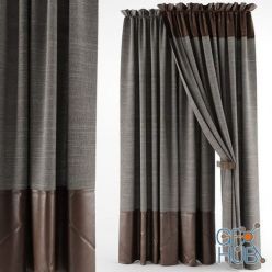 3D model Curtains with leather insert