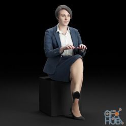 3D model Sitting business woman typing on keyboard (3D Scan)