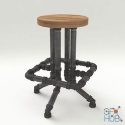 3D model Vintage Pipe Stool