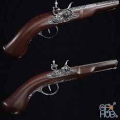 3D model French Flintlock Pistol (PBR)