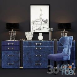 3D model Velvet chest of drawers MOORE by Gianfranco Ferre Home