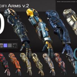 3D model ArtStation – 20 Scifi Arms GameReady v.2 + PBR Maps + Render Scene