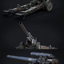 3D model 15cm SFH18 Howitzer GameReady PBR