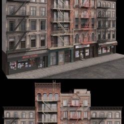 3D model New York Brooklyn buildings fasads PBR