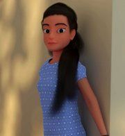 3D model Cartoon girl in blue t-shirt
