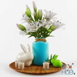 3D model Decorative set with lilies and candles