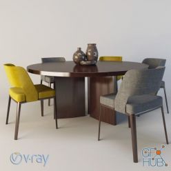 3D model Dining table Minotti Morgan and Owens chair