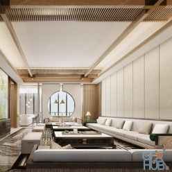 3D model Dining Interior C005 Chinese style Vray