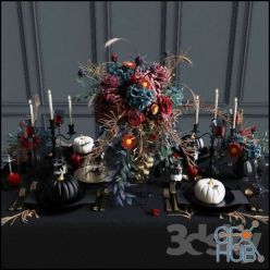 3D model Halloween table setting