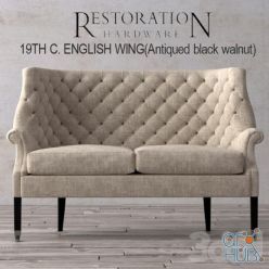 3D model Sofa 19TH C. English Wing (Antiqued black walnut) RH